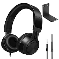 SourceTon Over Ear Headphones with Aluminum Headphone Stand Hanger, 3.5mm Gaming Headset Noise Isolating with Mic and Volume Control for TV, PC and Cell Phone