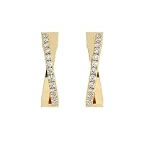 9K Gold 100% Natural Round Brilliant Cut Diamond Hoop Earring | Luxury Jewelry Gifts for Women