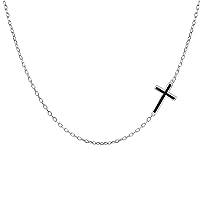 DAOCHONG S925 Sterling Silver Jewelry Sideways Cross Choker Necklace 14 inches to 18 inches