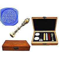 Vintage Celtic Knot Luxury Wood Box Bronze Metal Peacock Wedding Invitations Gift Card Paper Stationary Envelope Seal Custom Logo Wax Seal Sealing Stamp Wax Sticks Melting Spoon Wood Gift Box Kit