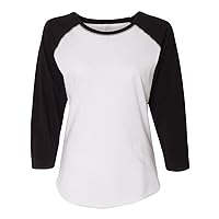 Women's Baseball T-Shirt, White/Black, S