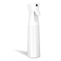 Continuous Spray Bottle for Hair - 10 Oz Ultra Fine Hair Spray Bottles - Plastic Water Spray Bottle for Hair Styling, Cleaning & Plants - Versatile Continuous Mist Spray Bottle (White)