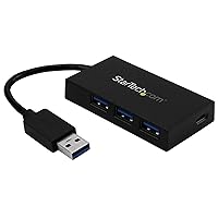 StarTech.com 4 Port USB 3.0 Hub - USB Type-A Hub with 1x USB-C & 3x USB-A Ports (SuperSpeed 5Gbps) - USB Bus Powered - USB 3.1 Gen 1 Adapter Hub - Portable/Laptop USB Hub (HB30A3A1CFB), Black