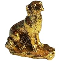 Lucky Dog Statue Handmade Brass Fu Dog Figurines Sitting Labrador Retriever Dog Chinese Zodiac Collectible Home Decor Gold Orenament Gift