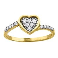 10k Gold Womens Two tone CZ Cubic Zirconia Simulated Diamond Love Heart Band Ring Jewelry for Women