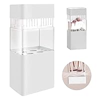 Make-Up Brush Holder,Brush Drying and Storage Box with Lid, Acrylic Makeup Brush Air Drying Rack Holder Cosmetic Brush Organizer, Waterproof Dustproof Container 12 Holes for Different Brush