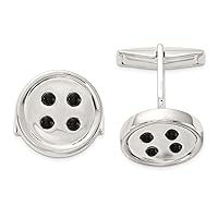 925 Sterling Silver Polished Simulated Onyx Button Cuff Links Measures 16.8x16.8mm Wide Jewelry for Men