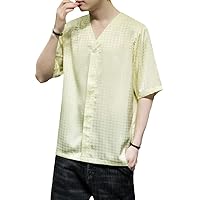 Japanese Men's Dark Flower Ice Silk T-Shirt Wind Men's Short-Sleeved Shirt Street Beach Loose Breathable Tops