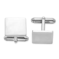 925 Sterling Silver Solid Polished Engravable Rhodium Plated Square Cuff Links Measures 14x14mm Wide Jewelry for Men