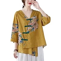 Woman Traditional Chinese Clothing Retro Flower Print Hanfu Women Tops Elegant Oriental Suit Blouse