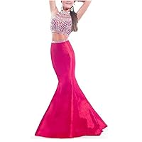 Women's Crystal Prom Dresses Long Mermaid Party Evening Gowns