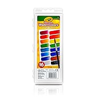 Crayola Watercolor Paint Set (16 Count), Washable Paint for Kids, 1 Paint Brush, Arts & Crafts Supplies, Assorted Colors, Ages 4+