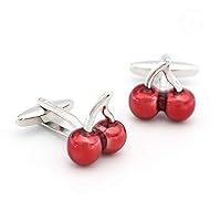 Men's Cherry Design Cuff Links Red Color Cute Brass Cufflinks With Gift Box