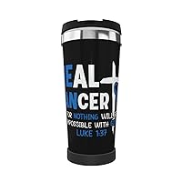 Colon Cancer Awareness Gods Heal Cancer Portable Insulated Tumblers Coffee Thermos Cup Stainless Steel With Lid Double Wall Insulation Travel Mug For Outdoor