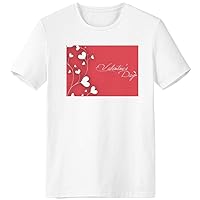 White Hearts Vines Valentine's Day Pink T-Shirt Workwear Pocket Short Sleeve Sport Clothing