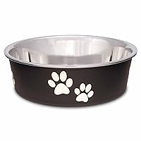 Loving Pets - Bella Bowls - Dog Food Water Bowl No Tip Stainless Steel Pet Bowl No Skid Spill Proof (Small, Espresso Brown)