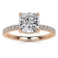 Moissanite Cushion Cut Ring Set, 2.0 ct, Size 3-12, 925 Sterling Silver Promise and Wedding Ring