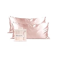 Satin Pillowcase for Hair & Skin - Softer Than Silk Pillow Cases Cooling Satin Pillowcase with Zipper | Pillow Case Covers | Satin Pillow Cases King Size (Blush, 2 Pack)