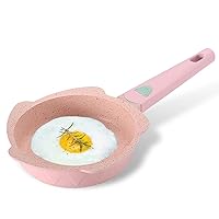 CHUNCIN - Frying Pan Non Stick Anti Scratch Pan for Less Oil Cooking, with Anti Scalding Handle, Cute Shape, Baby Food Supplement Pan, Multi Function,Pink (Color : Pink)