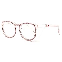 mincl Fashion Rhinestone Glasses Oversize Anti-Fog Safety Goggles Anti-Dust Big Frame Anti-Blue Ray Safety Glasses for Women
