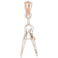 Solid 14K Rose Gold Drawing Compass Pendant - 22 mm