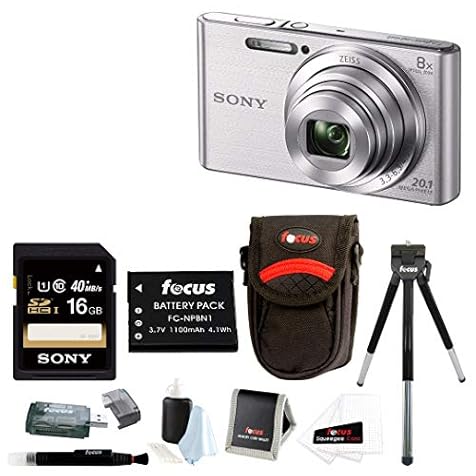 Sony DSC-W830 20.1 Digital Camera (Silver) Plus 16GB Bundle