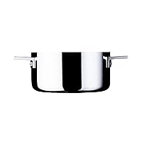 Mepra Attiva Casserole Pot, 2 Handle, Tri-ply Stainless Steel Finish, Aluminum Core, Dishwasher-Safe, 22 CM, Silver