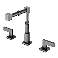 Faucets,3 Hole Basin Mixer Taps Brass Hot and Cold Water Swivel Bathroom Sink Mixer Tap/Grey