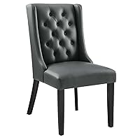 Modway Baronet Button-Tufted Vegan Leather Parsons Dining Chair in Gray