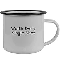 Worth Every Single Shot - Stainless Steel 12oz Camping Mug, Black