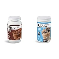 Quest Nutrition Chocolate Milkshake Protein Powder, 22g Protein, 1g Sugar, Low Carb, Gluten Free, 3 Pound, 43 Servings & Cookies & Cream Protein Powder; 20g Protein; 1g Sugar; Low Carb; Gluten Free