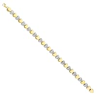 14k White Gold and Yellow Gold Crystal Sparkle Cut Bracelet Jewelry Gifts for Women