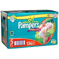 Pampers Baby Dry Diapers, Size 5, 136-Count