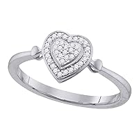 The Diamond Deal 10kt White Gold Womens Round Diamond Heart Frame Cluster Ring 1/10 Cttw