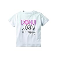 Baby Tee Time Girls' Crew Neck TEE Donut Worry be Happy Funny Shirt