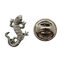 Gecko Mini Pin ~ Antiqued Pewter ~ Miniature Lapel Pin - Antiqued Pewter