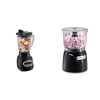 Hamilton Beach 58175 Quiet Blender for Shakes and Smoothies, Puree & Electric Vegetable Chopper & Mini Food Processor, 3-Cup, 350 Watts