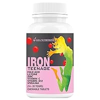 Iron Tablets with Folic Acid Vitamin C, B12, lysine, Spirulina & Zinc Supplements As Haemoglobin Builder, Immunity Boosters, Energy for Women Teenager Girls – 60 Chewables (Pack of 1)