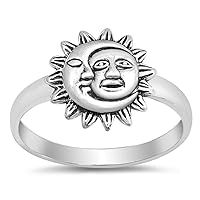 Sun Moon Universe Space Fashion Ring New .925 Sterling Silver Band Sizes 4-10