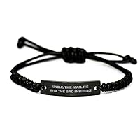 Sarcasm Uncle Black Rope Bracelet, Uncle. The Man. The Myth. The Bad Influence, Useful Gifts for from, Father Gifts, Gag Gift, White Elephant, Funny Sayings, Humorous, Witty