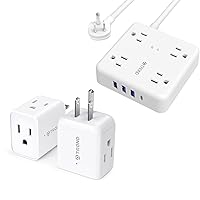 TROND 5ft Power Strip Surge Protector with 4 AC 3 USBs & TROND Multi Plug Wall Outlet Extender - 2 Pack