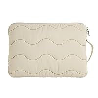 Puffy Laptop Case 13 inch 14 inch,Quilted Wave Puffer Padded Laptop Sleeve with Handle,Fluffy Computer Bag,Computer Cases for Laptops,Laptop Carrying Bag,Beige Laptop Pouch with Inner Pocket