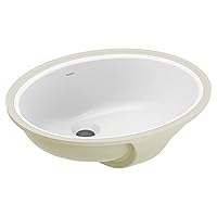 White Vitreous China Undermount Sink, 19.25 X 16.25 X 7.75 Inch Oval Bathroom Sink with a High Gloss Porcelain Finish for Vanity Countertop Placement, BGCW10OU1619