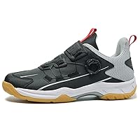 Men's Lightweight Athletic Shoes for Court Sports, Breathable Mesh & Faux Leather Construction