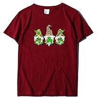 St. Patrick's Day T-Shirt,Men's and Women's Summer Festival Lucky Dwarf Print Short-Sleeved Casual Tops.