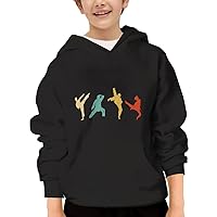 Unisex Youth Hooded Sweatshirt Vintage Taekwondo Silhouette Kick Karate Cute Kids Hoodies Pullover for Teens
