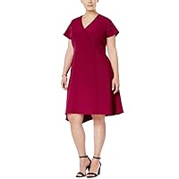 Anne Klein Womens Asymmetrical-Hem Sheath Dress, Purple, 22W