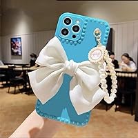 Pearl Bracelet Bow for Samsung Galaxy A12 A11 A21 A31 A30 A50 A51 A52 A70 A71 A72 S20 FE Note 10 Plus 20 Ultra Soft Phone Case,Blue,for A12 4G