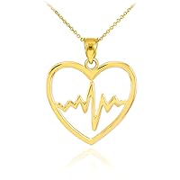 Gold Heartbeat Pulse Pendant Necklace - Gold Purity:: 10K, Pendant/Necklace Option: Pendant With 18