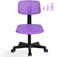 Desk Chair Armless Cute Office Chair, Low Back Rolling Home Office Task Chair Adjustable Swivel Study Chair for Girls Teens Adults Children Kids, Purple
